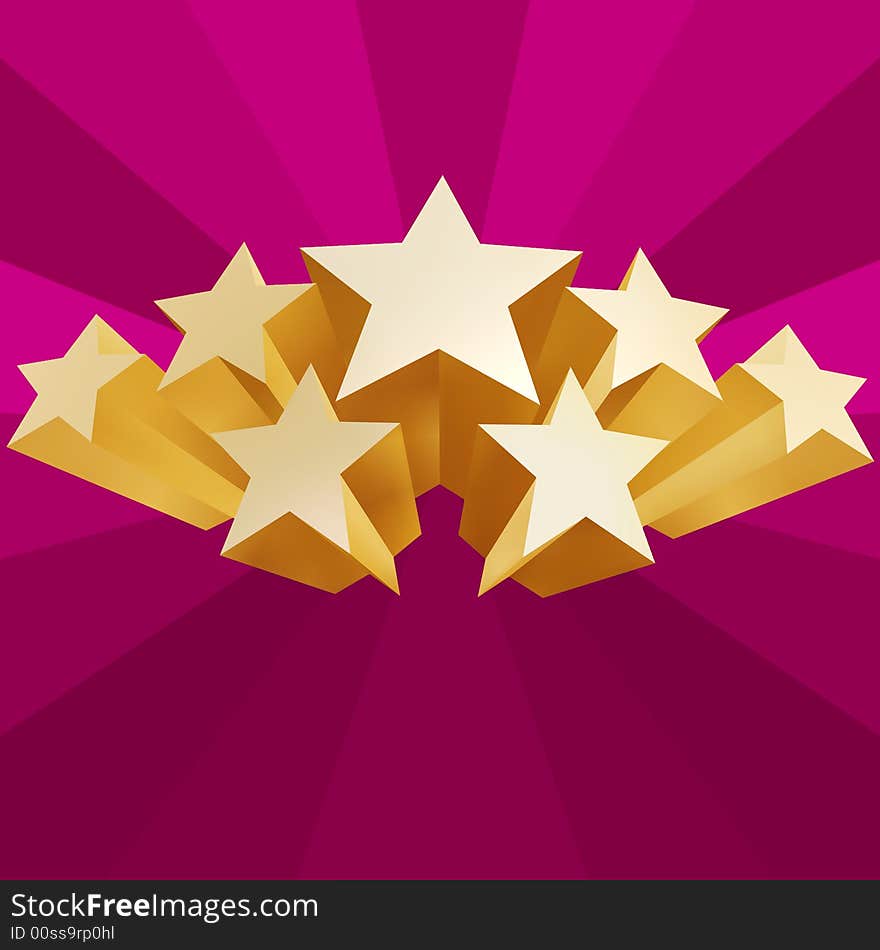 Golden stars of voting on pink background