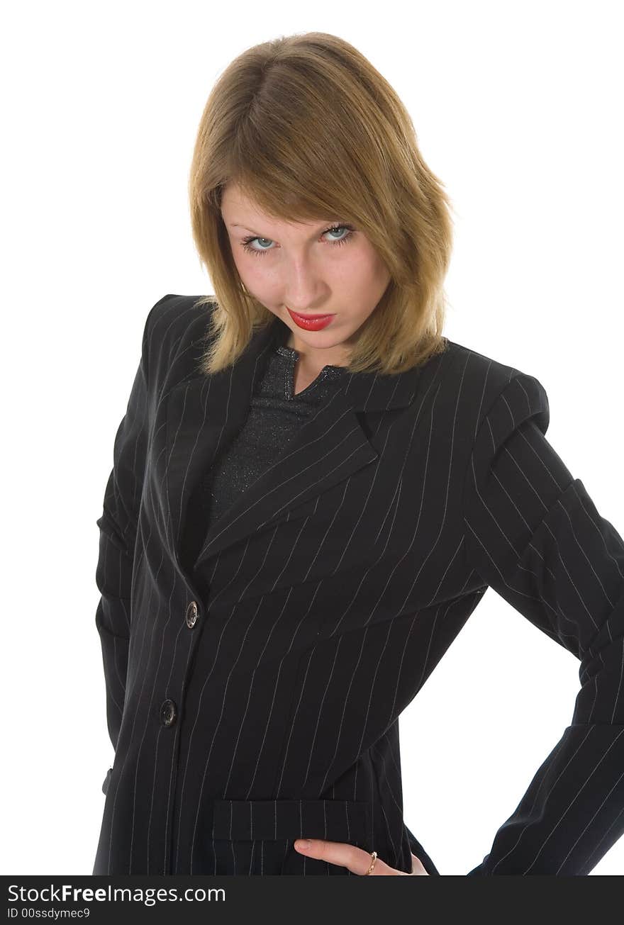 Expressive woman on white background