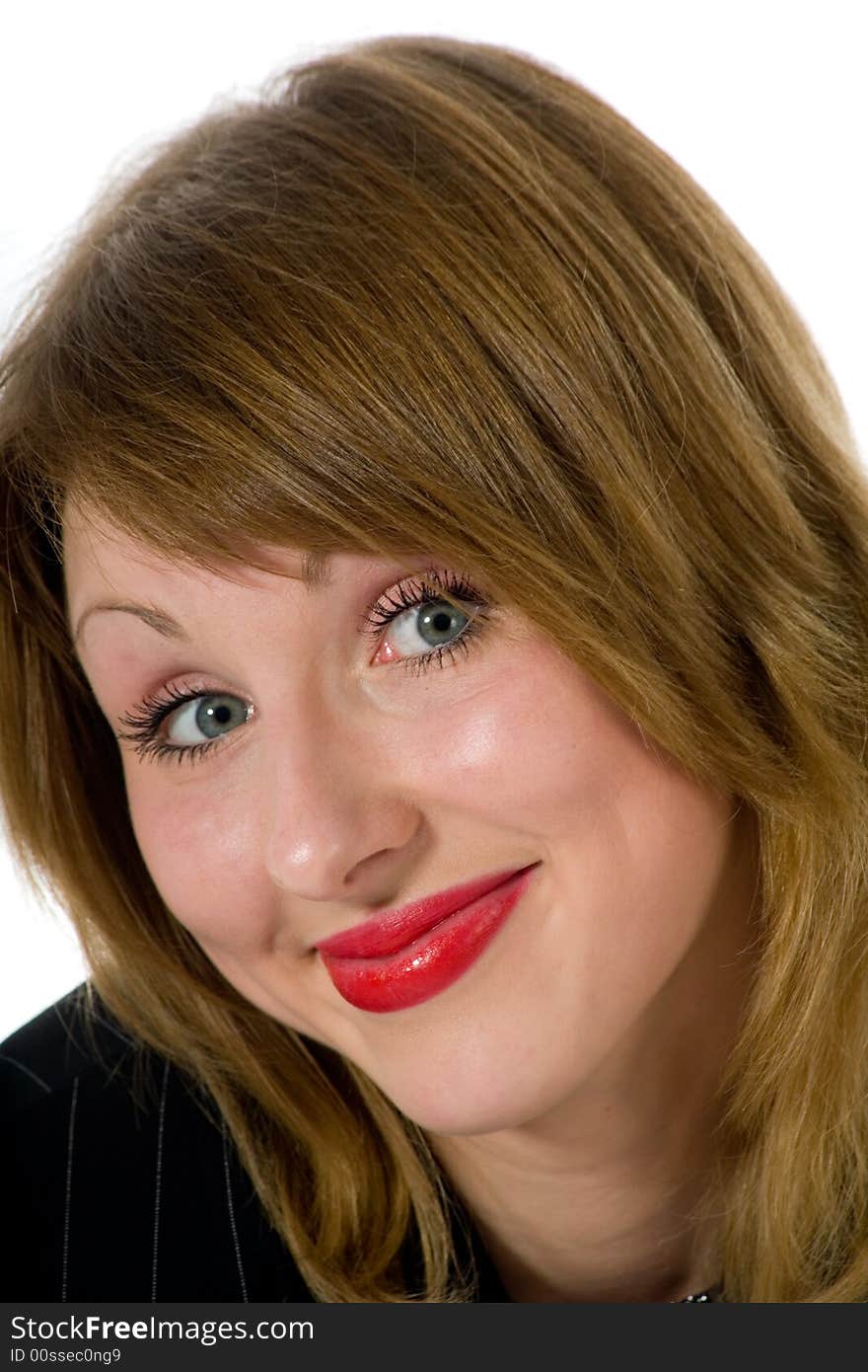 Expressive woman on white background