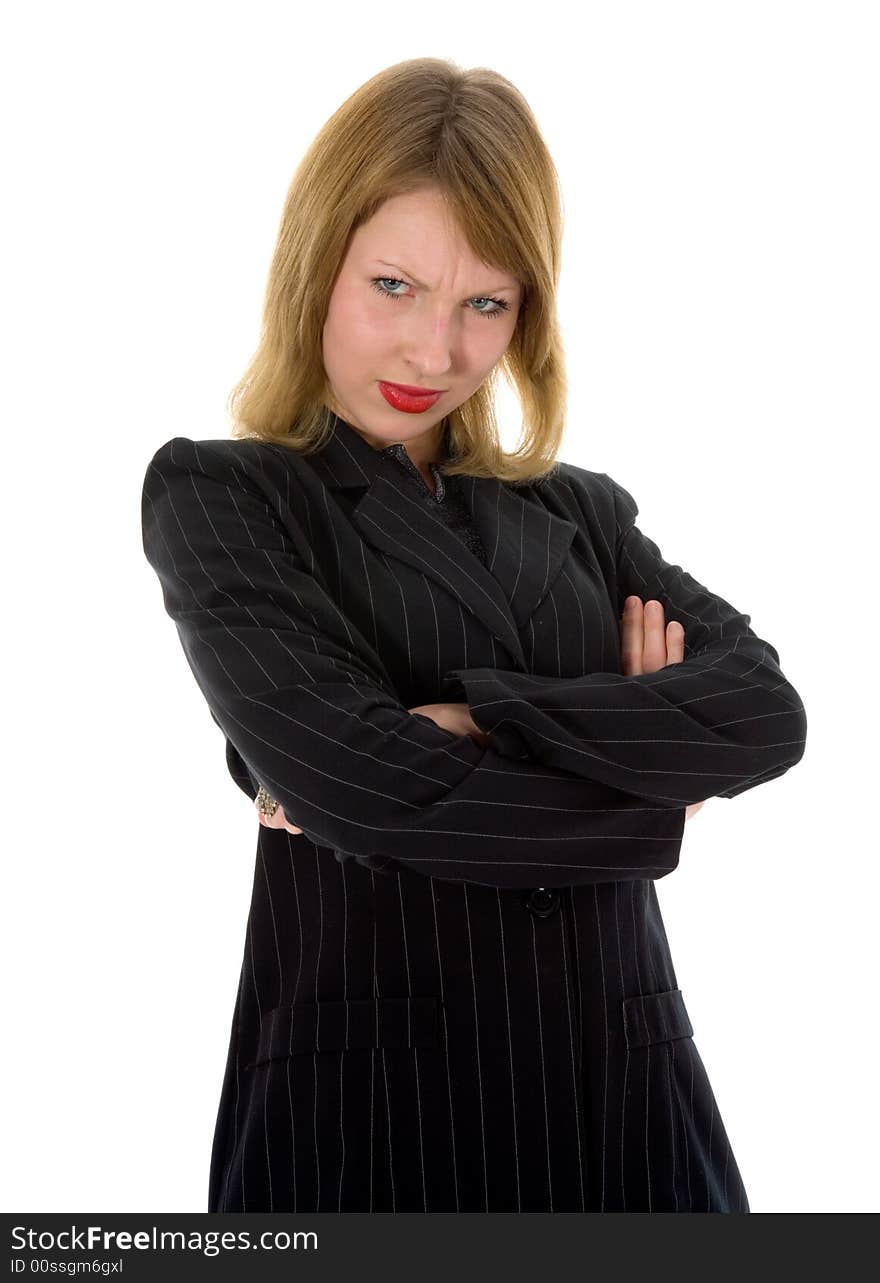 Expressive woman on white background