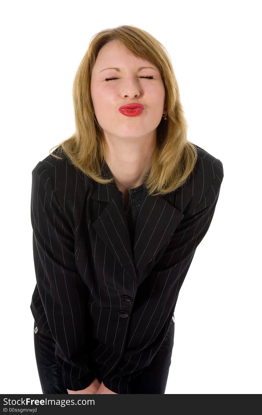 Expressive woman on white background