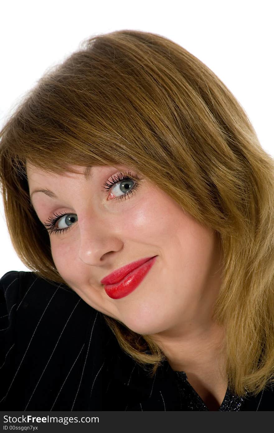 Expressive woman on white background