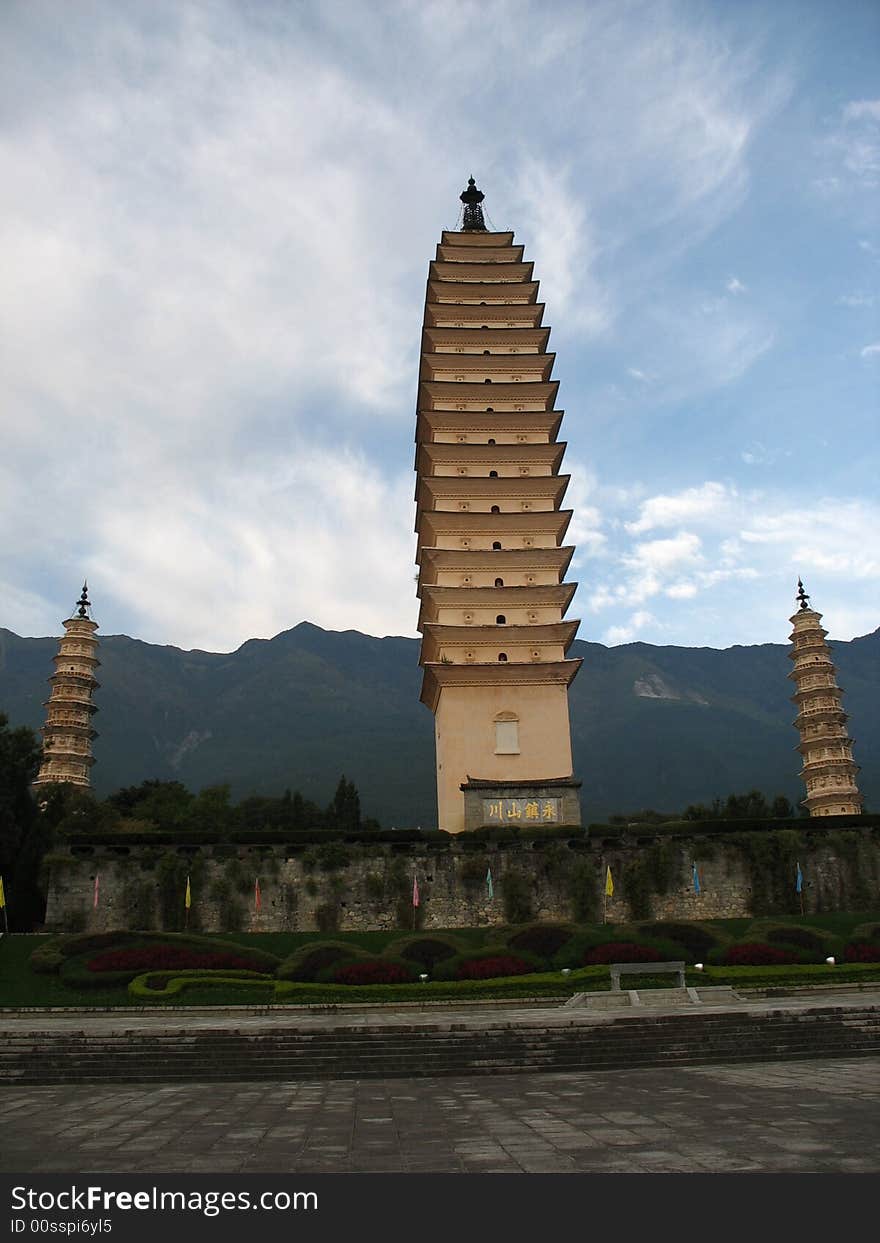 Three buddhist pagoda in Yunnan province, China. Three buddhist pagoda in Yunnan province, China