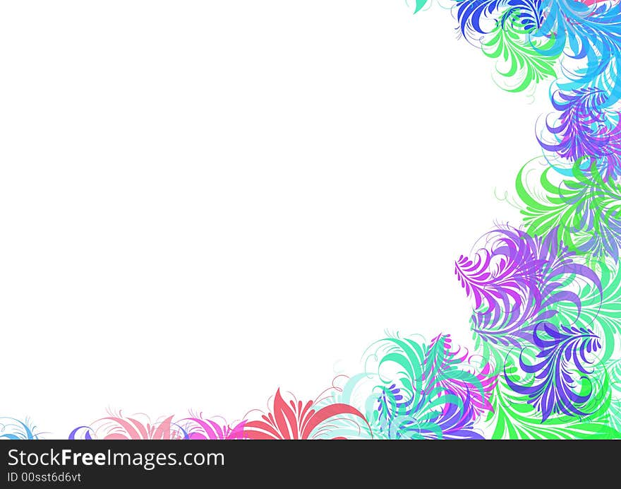 Colorful Floral frame in white background