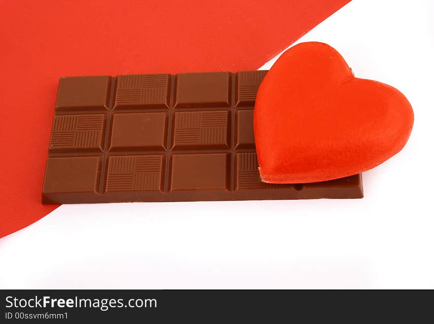 Chocolate and heart present in valentine's day