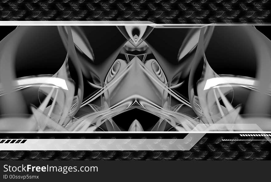 Black & white abstract background with symmetrical shapes. Black & white abstract background with symmetrical shapes.