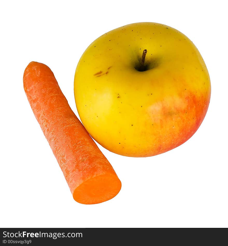 Apple and carrot isolated in white background. Apple and carrot isolated in white background.