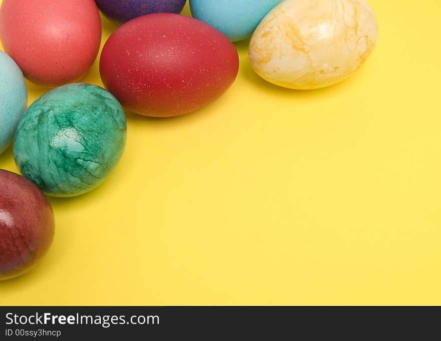 Easter eaggs on a yellow background. Easter eaggs on a yellow background.