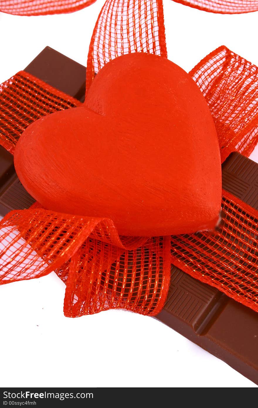 Chocolate and heart present in valentine's day