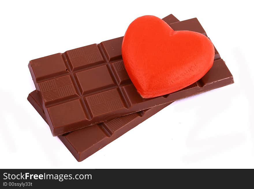 Chocolate and heart present in valentine's day