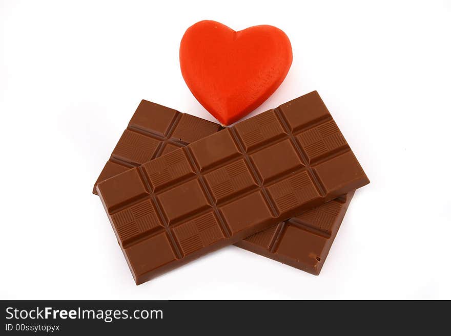 Chocolate and heart present in valentine's day