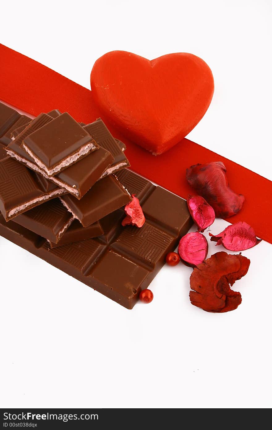 Chocolate and heart present in valentine's day