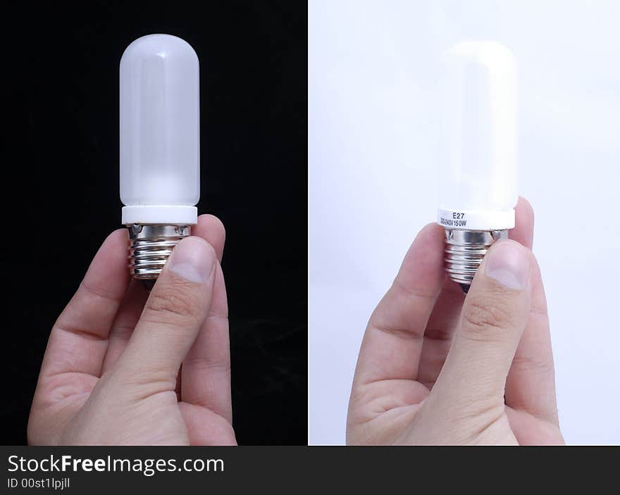 Bulbs on the white and dark background