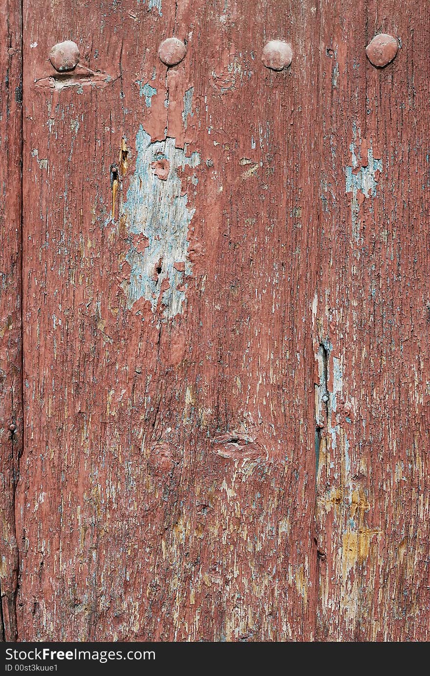 Painted old Door with four nails. Painted old Door with four nails