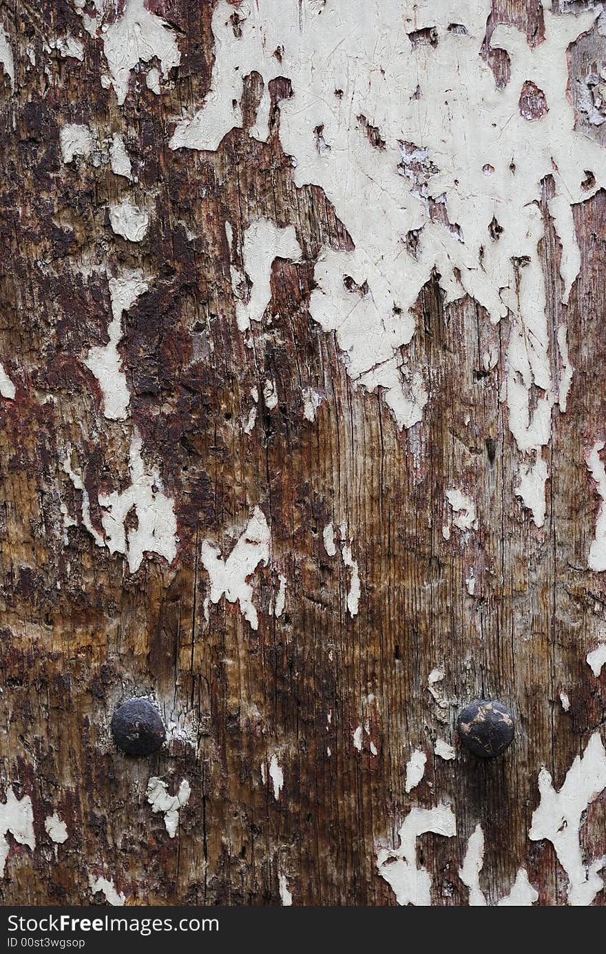 Painted old Door with two nails. Painted old Door with two nails