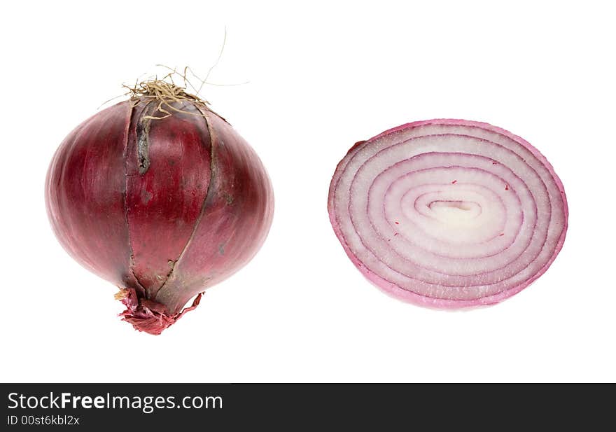 Red onion isolated on a white background