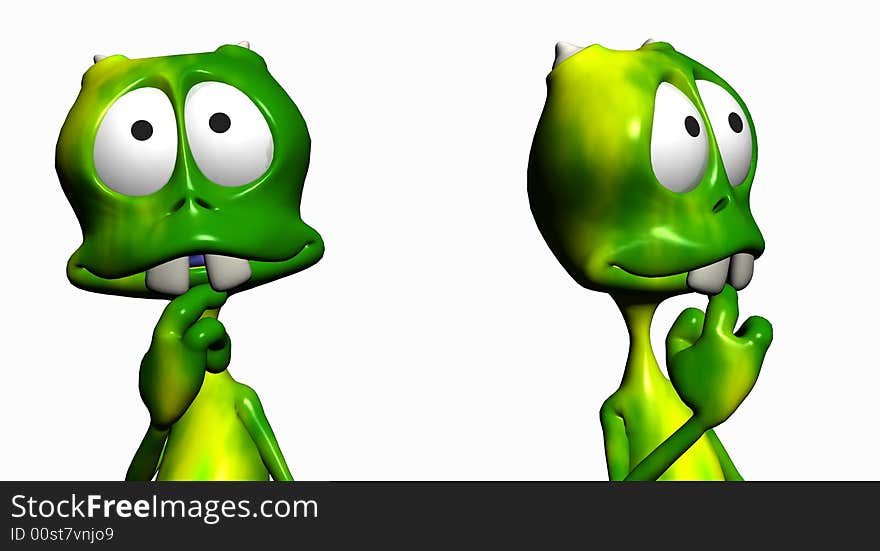 Textured cartoon alien 3d digital render. Textured cartoon alien 3d digital render