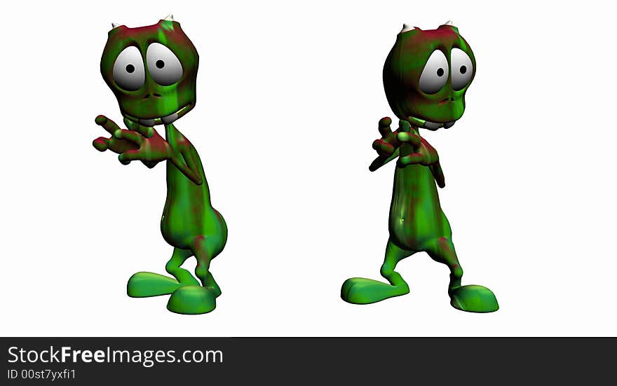 Textured cartoon alien 3d digital render. Textured cartoon alien 3d digital render