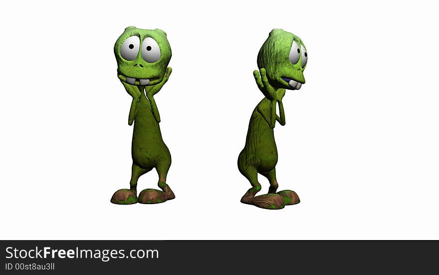 Textured cartoon alien 3d digital render. Textured cartoon alien 3d digital render