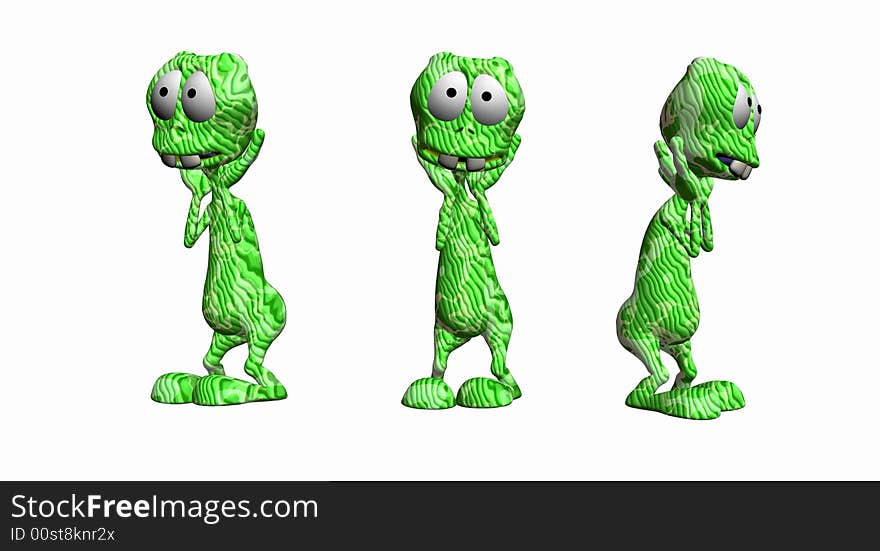 Textured cartoon alien 3d digital render. Textured cartoon alien 3d digital render