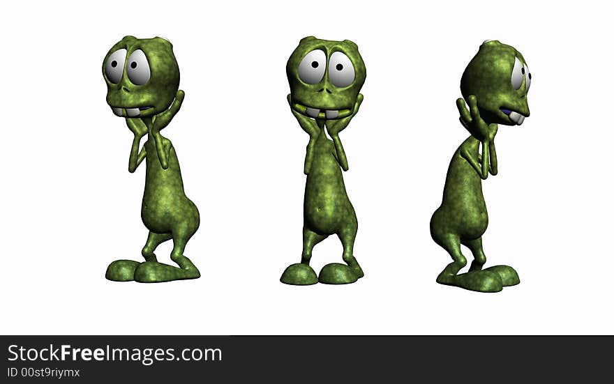 Textured cartoon alien 3d digital render. Textured cartoon alien 3d digital render