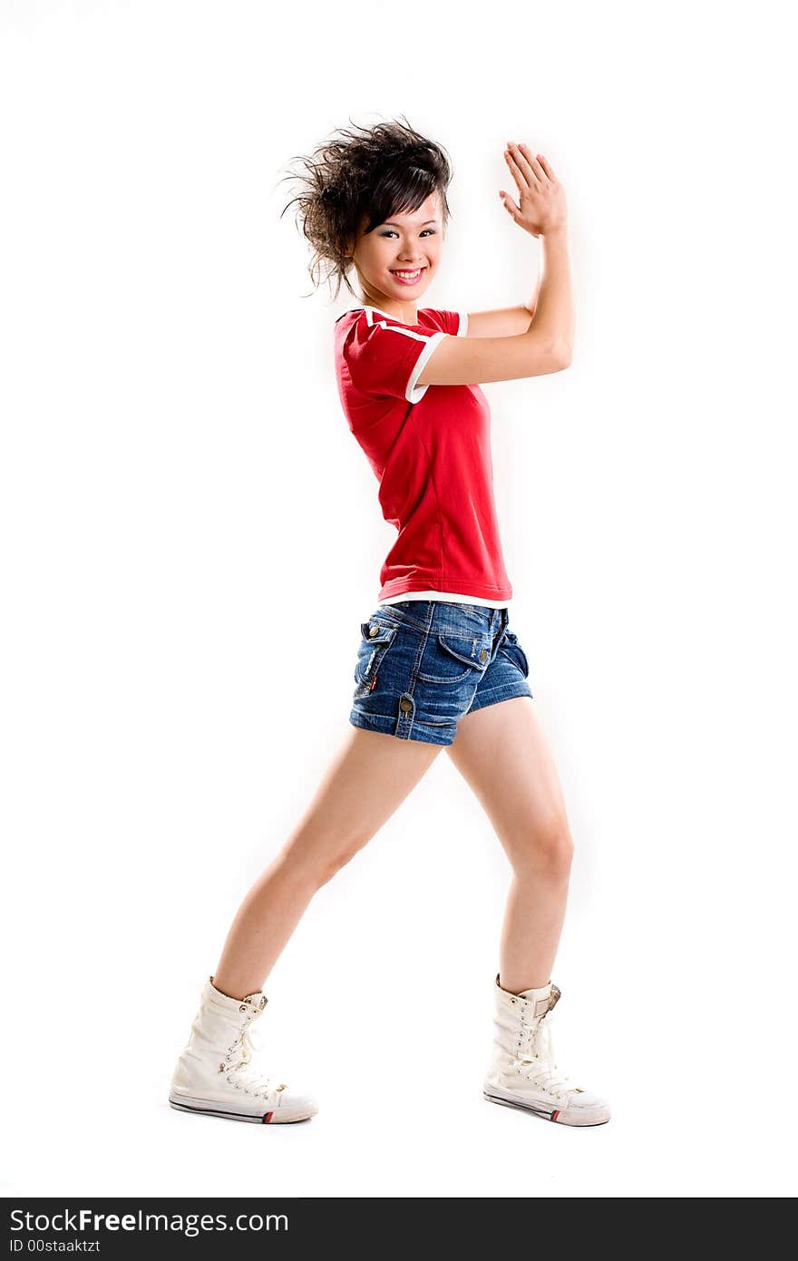 Happy and active teenager in cute pose