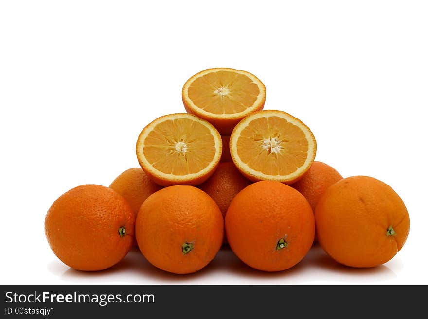 Fresh orange on white background