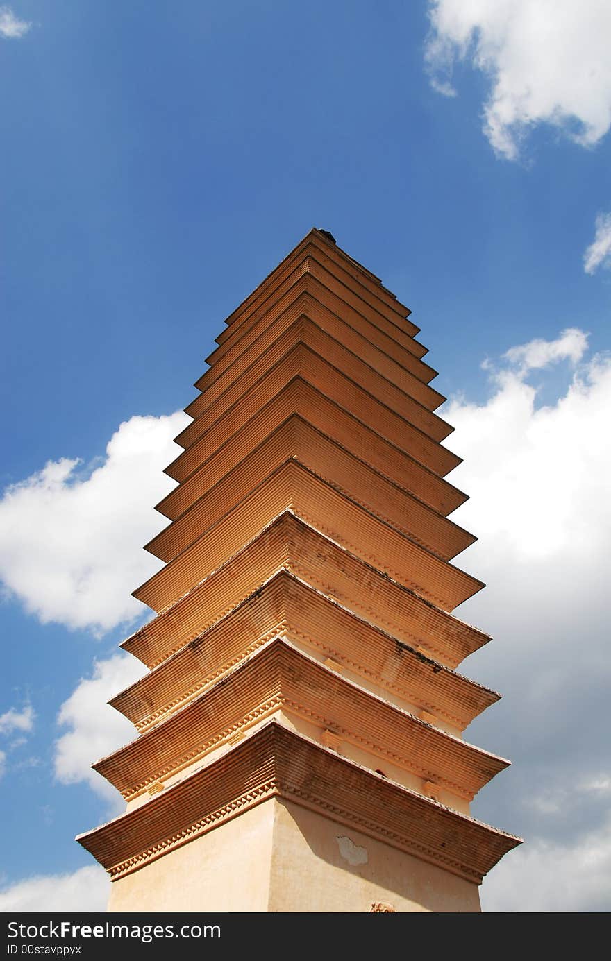 One of the three historic buddhist pagodas in Chong Sheng Temple, DA li, Yun nan, china, built in Tang Dynasty. One of the three historic buddhist pagodas in Chong Sheng Temple, DA li, Yun nan, china, built in Tang Dynasty