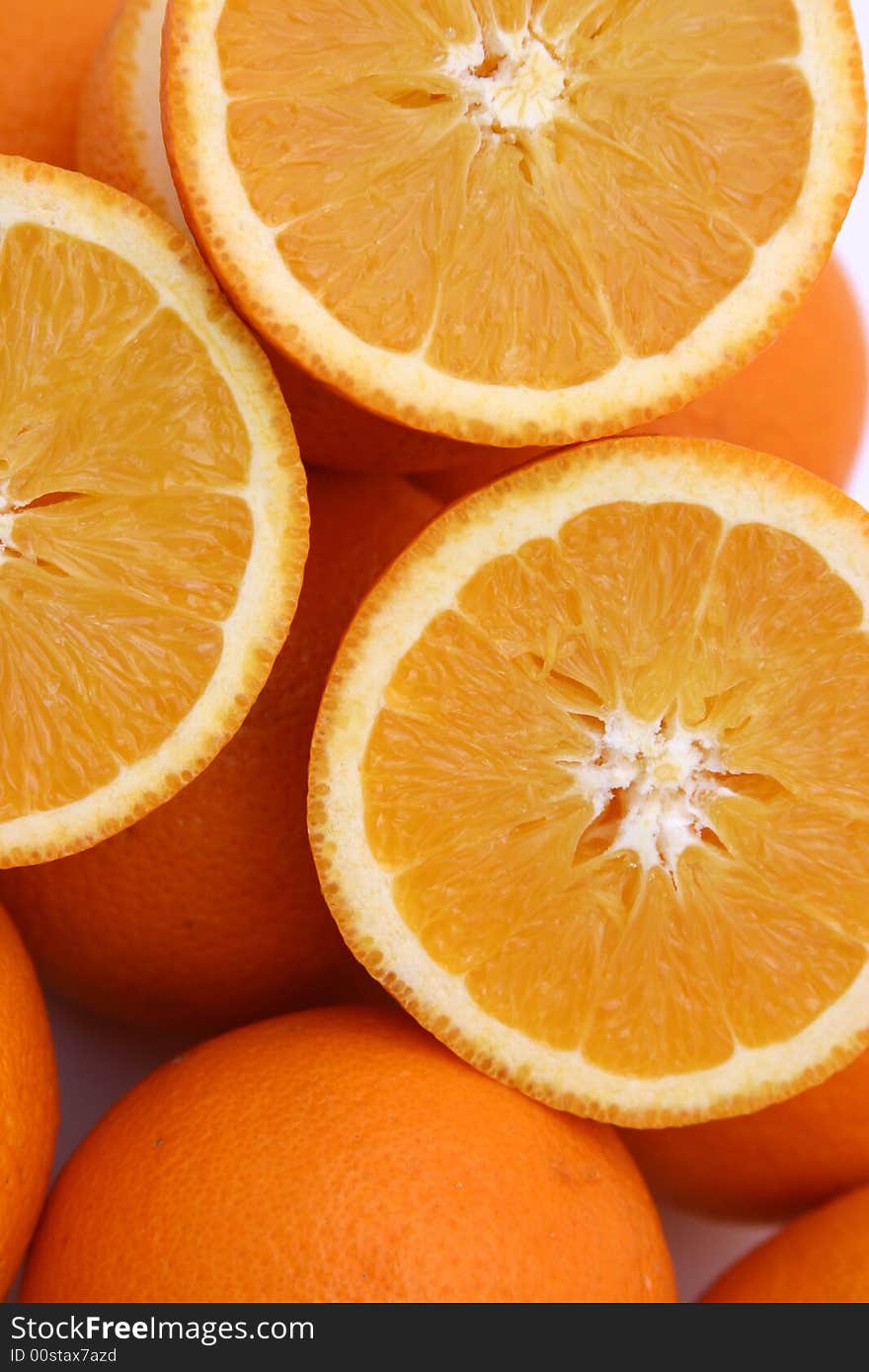 Fresh orange on white background