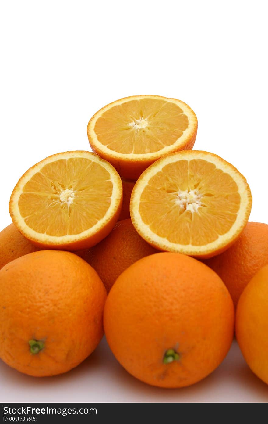 Fresh orange on white background