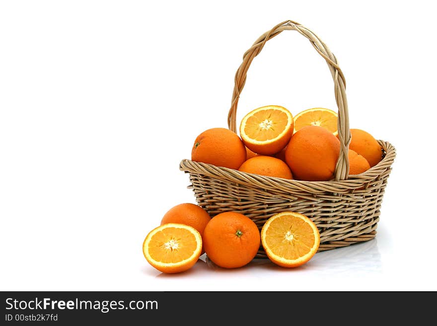 Fresh orange on white background