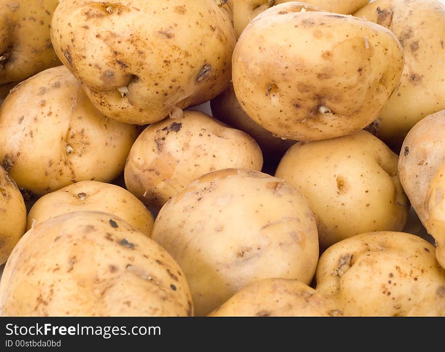 Close-up of fresh potatoes for backgrounds