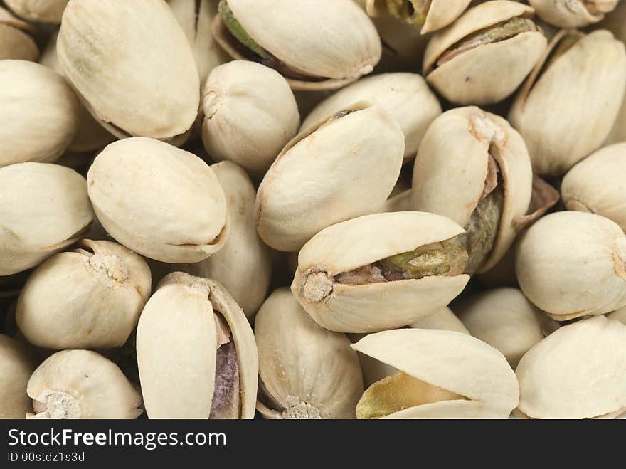 Close-up of fresh pistachio nuts for backgrounds