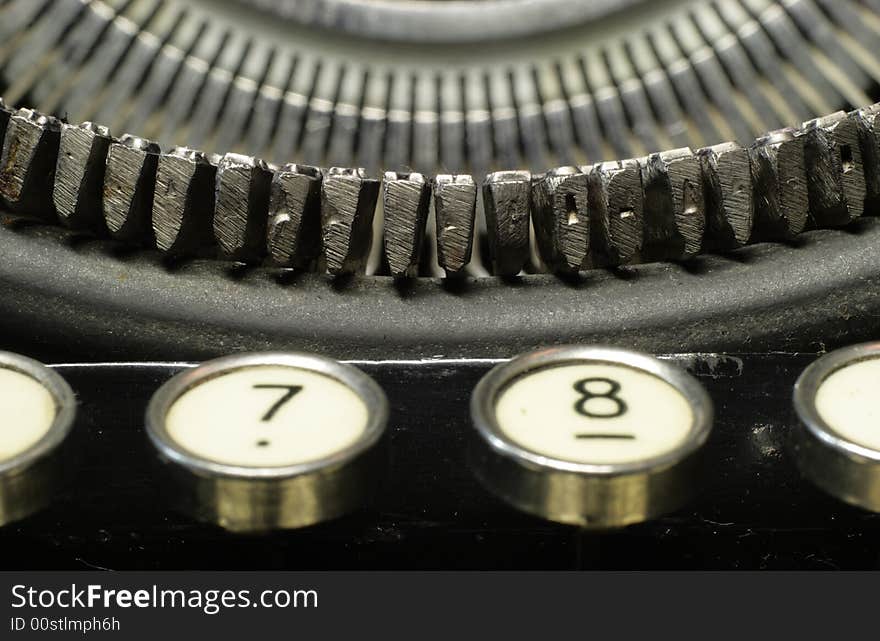 Old retro black cyrillic typewriter. Old retro black cyrillic typewriter