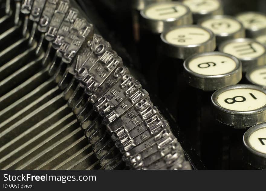 Old retro black cyrillic typewriter. Old retro black cyrillic typewriter