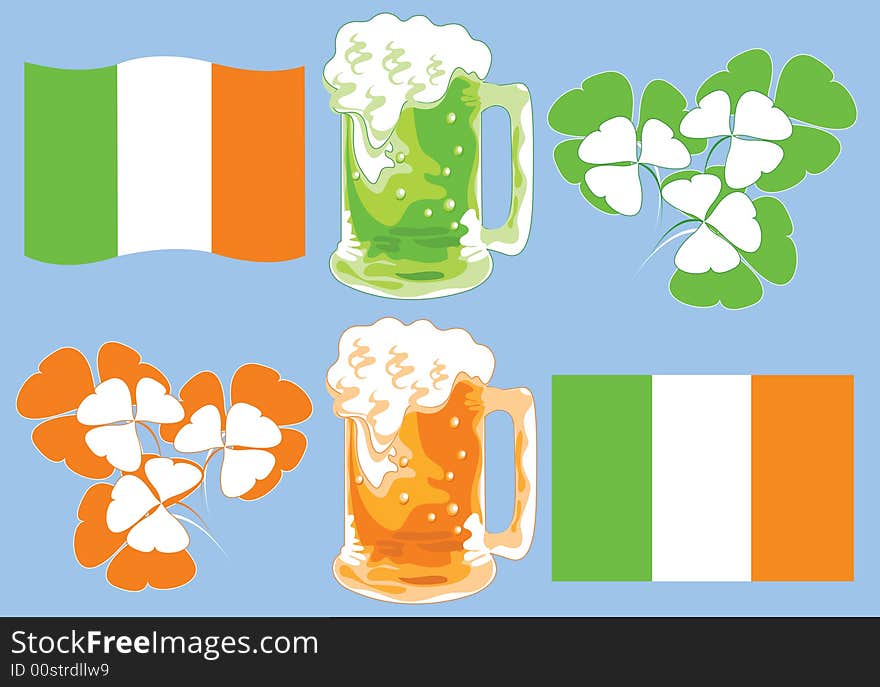 Vector illustration, set icons - St. Patrick's holiday. Vector illustration, set icons - St. Patrick's holiday