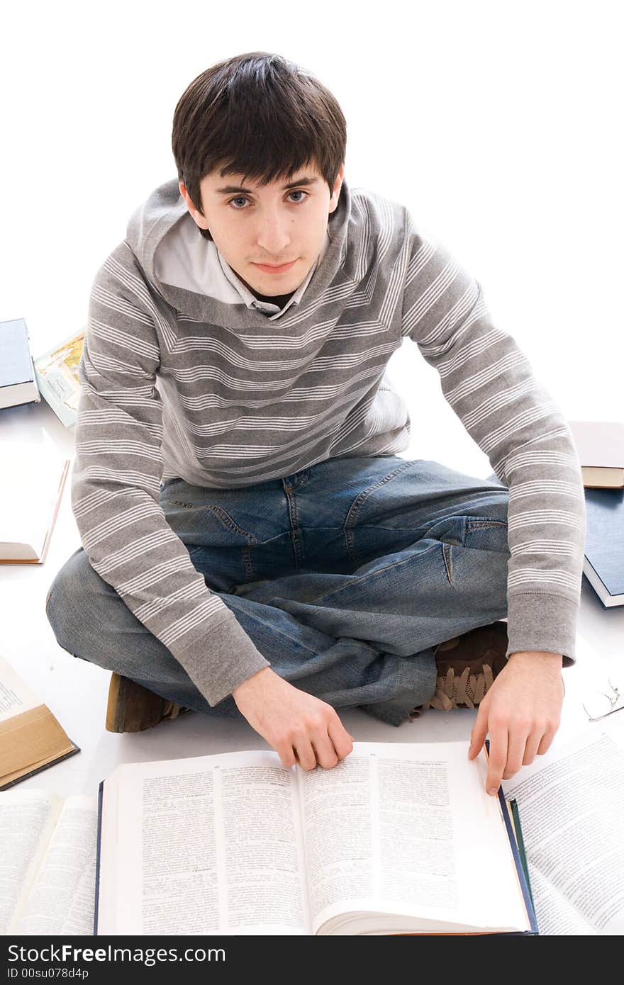 The young student isolated on a white