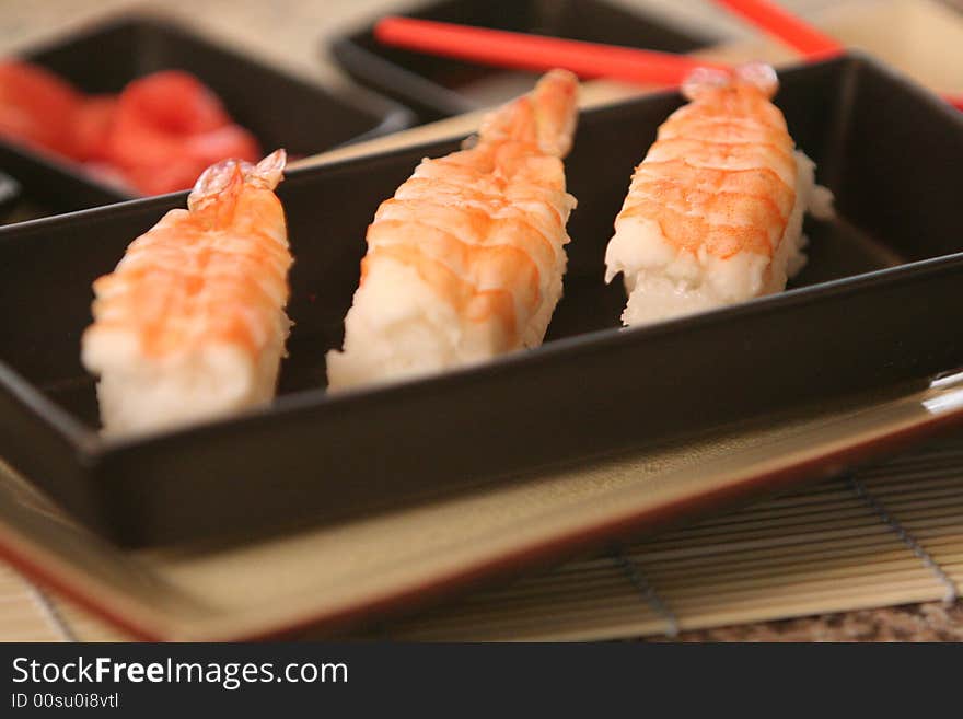 Beautiful shrimp sushi