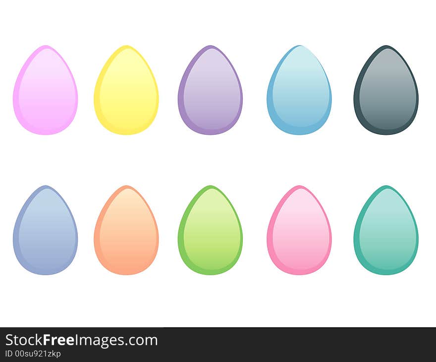 10 multi-coloured Easter eggs. 10 multi-coloured Easter eggs