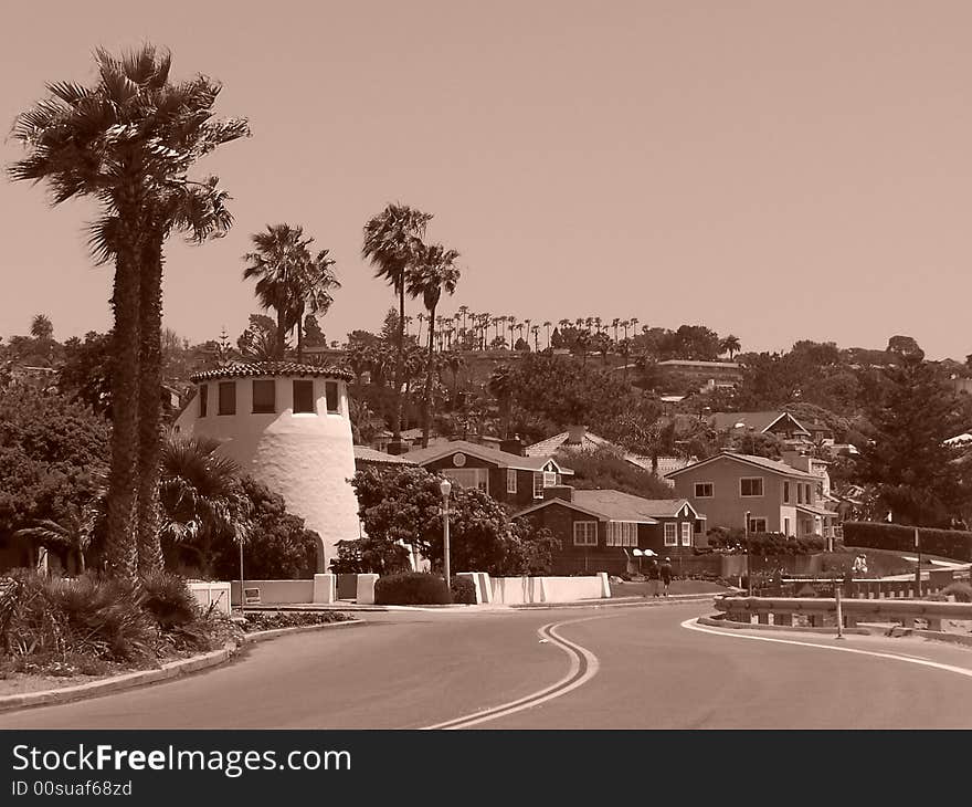 The road on the Pacific Ocean coast. The road on the Pacific Ocean coast