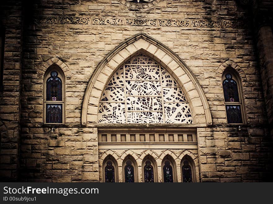 The wall of the exterior of a church. The wall of the exterior of a church.