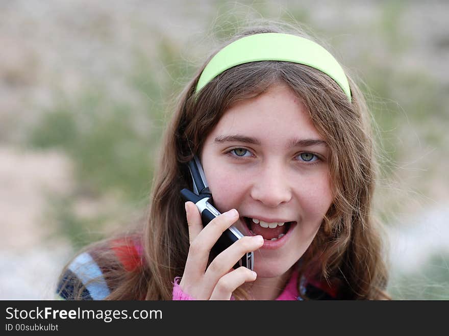 Young girl and cellphone