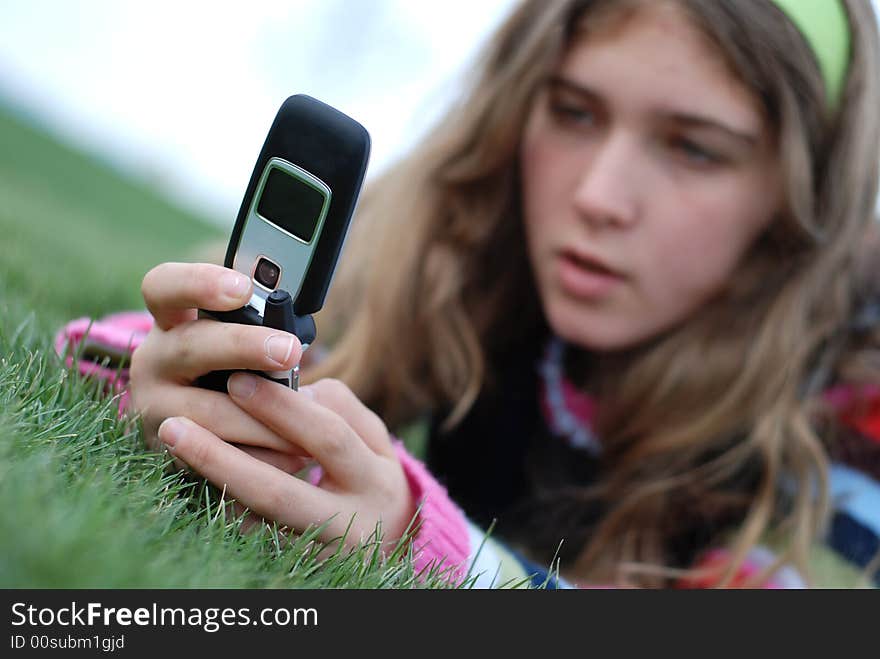 Young girl and cellphone