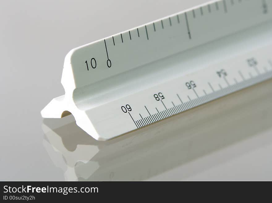 Closeup of the end of an engineering scale with a shallow depth of field. Closeup of the end of an engineering scale with a shallow depth of field.