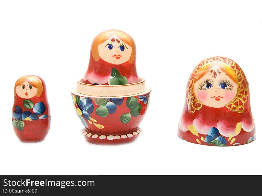 Russian three matreshka on the isolated background