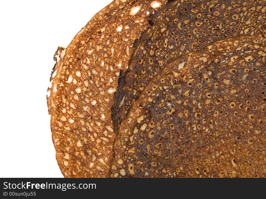 Russian pancake on the white isolated background