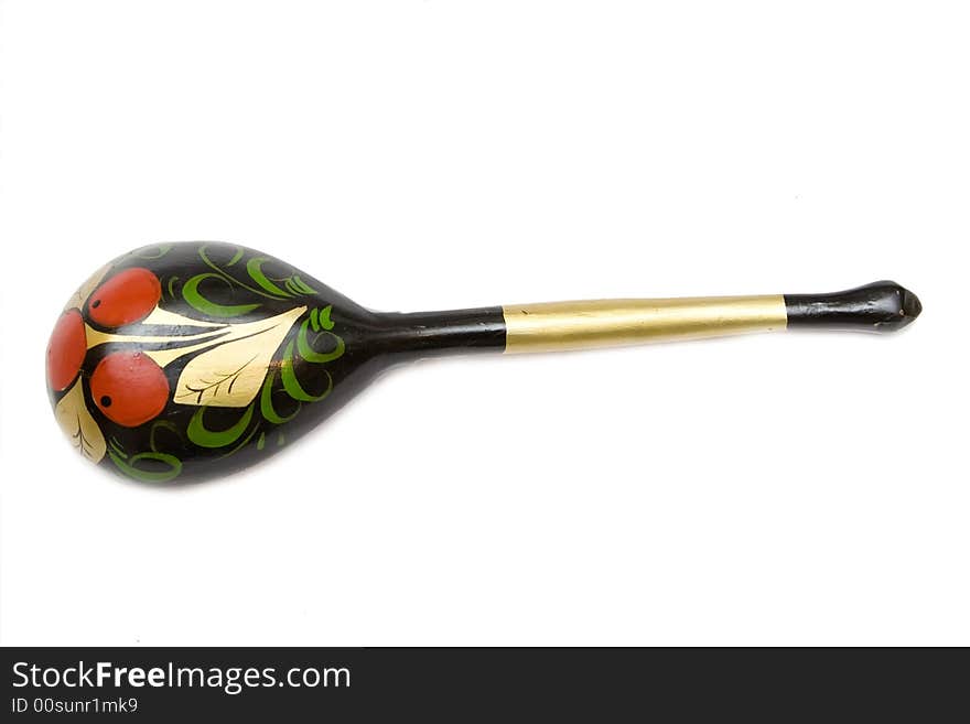 Russian wooden spoon on isolated background