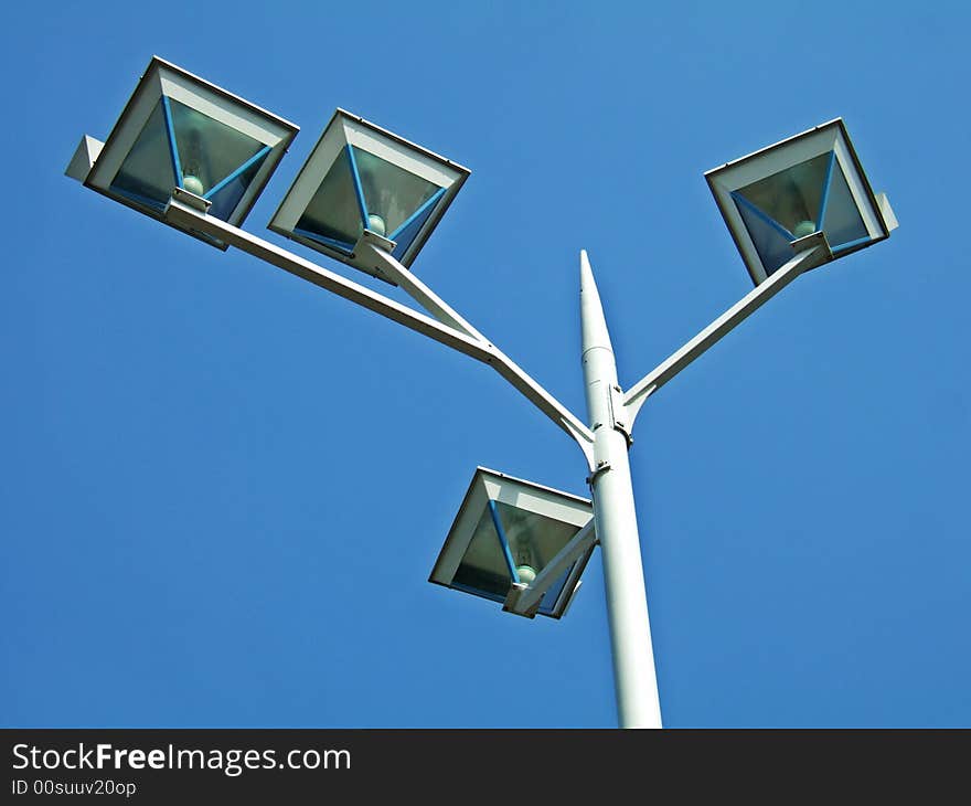 Streetlamp with blue sky, shenyang City, China