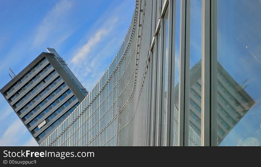 Glass facade of the glasshouse at a hospital. Glass facade of the glasshouse at a hospital