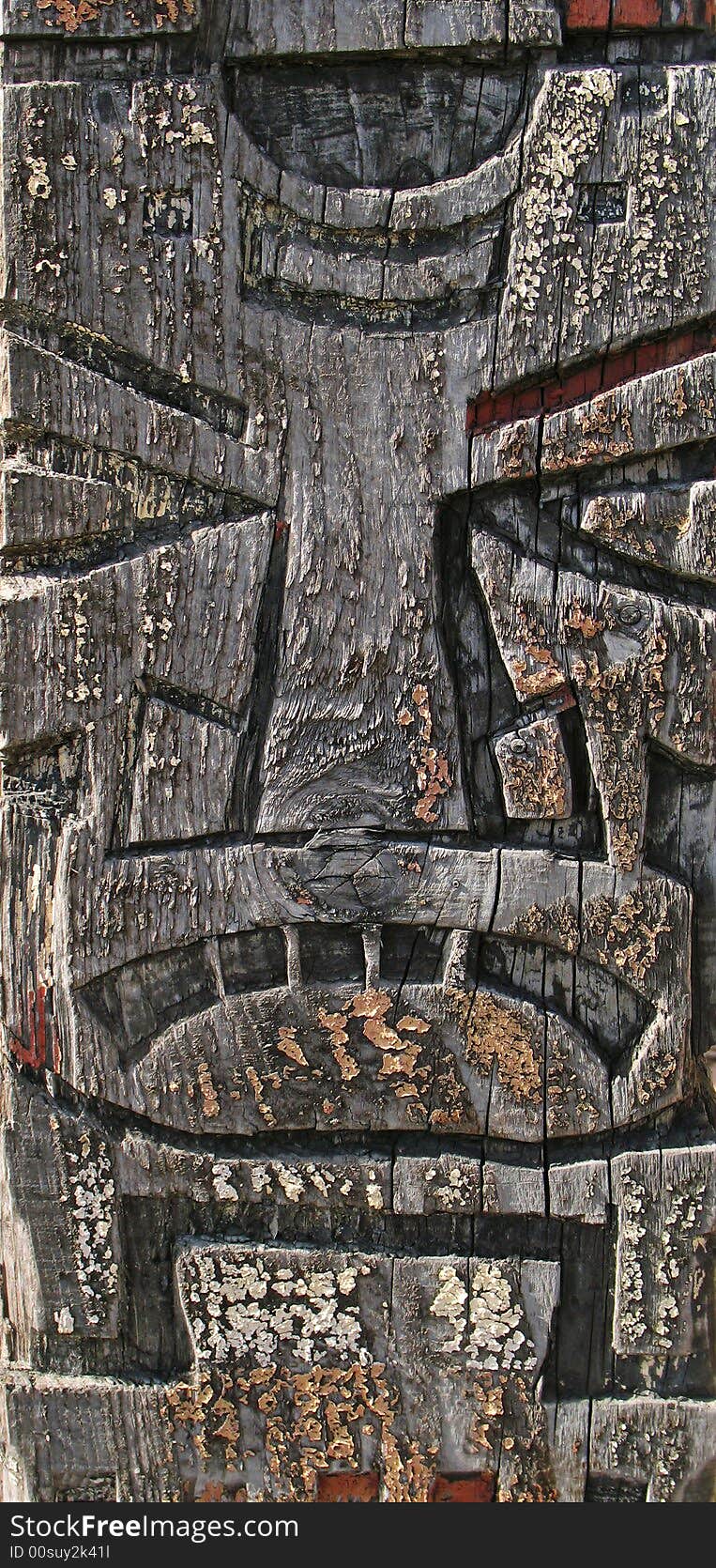 Detail of old totem pole